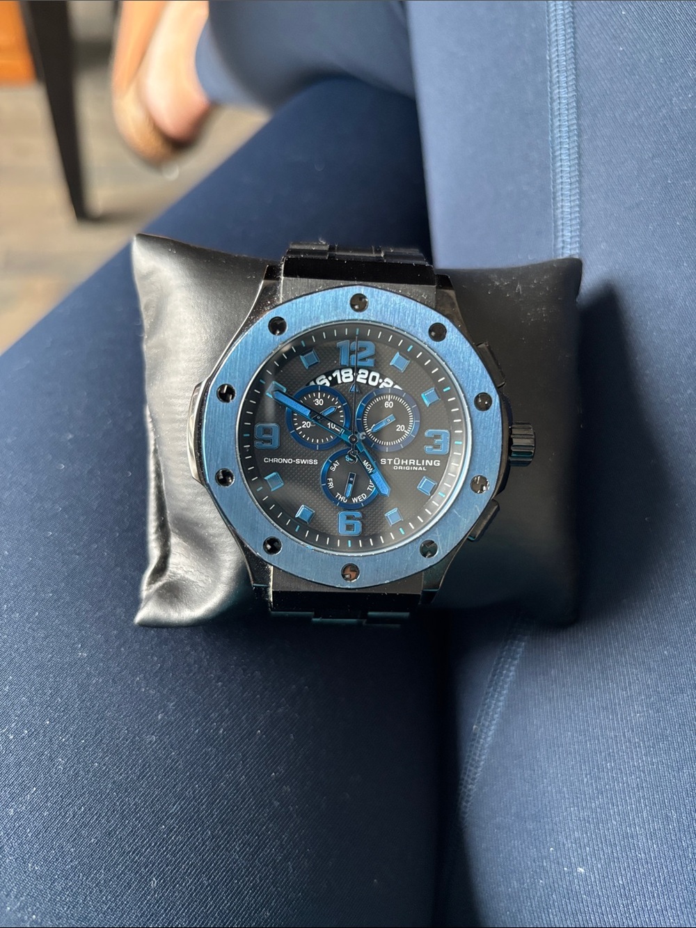 Stuhrling Original Blue and Black Men's Chronograph Watch